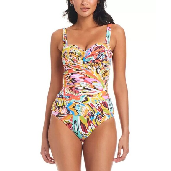 Bleu by Rod Beattie Women's Break The Mold Shirred One-Piece Swimsuit Multi 12 - Picture 1 of 9